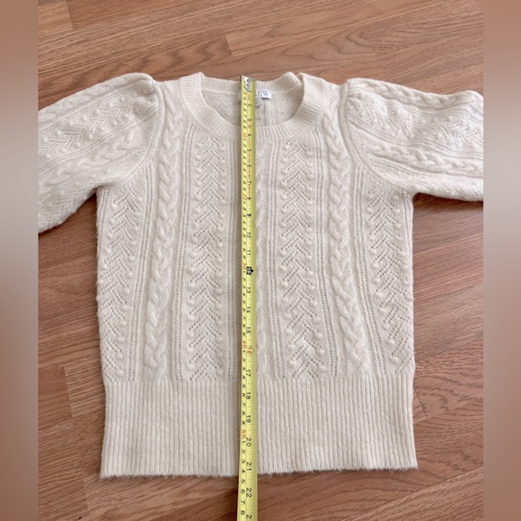 J crew women xs Wool Alcapa blend cable knit crewneck sweater bubble sleeve - Picture 10 of 10